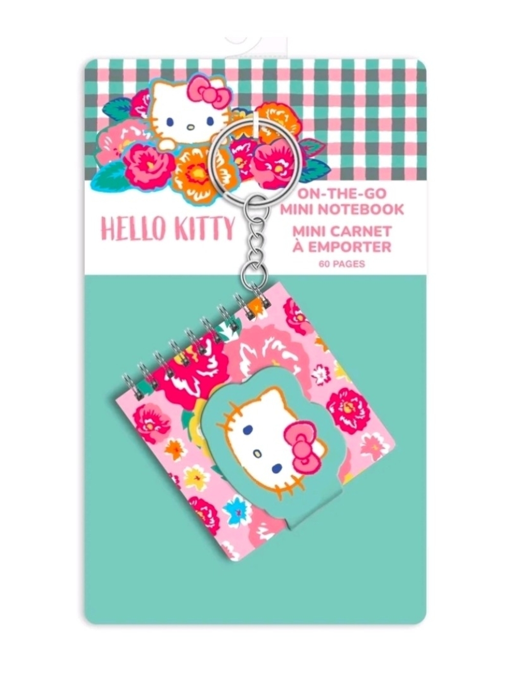 Hello Kitty - Pink Floral On-The-Go Mini Notebook Keychain